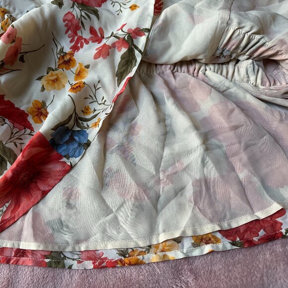 Forever 21 Plus Women's 0X Long Sleeve Button Up Floral Peplum Blouse NWOT - Picture 9 of 9